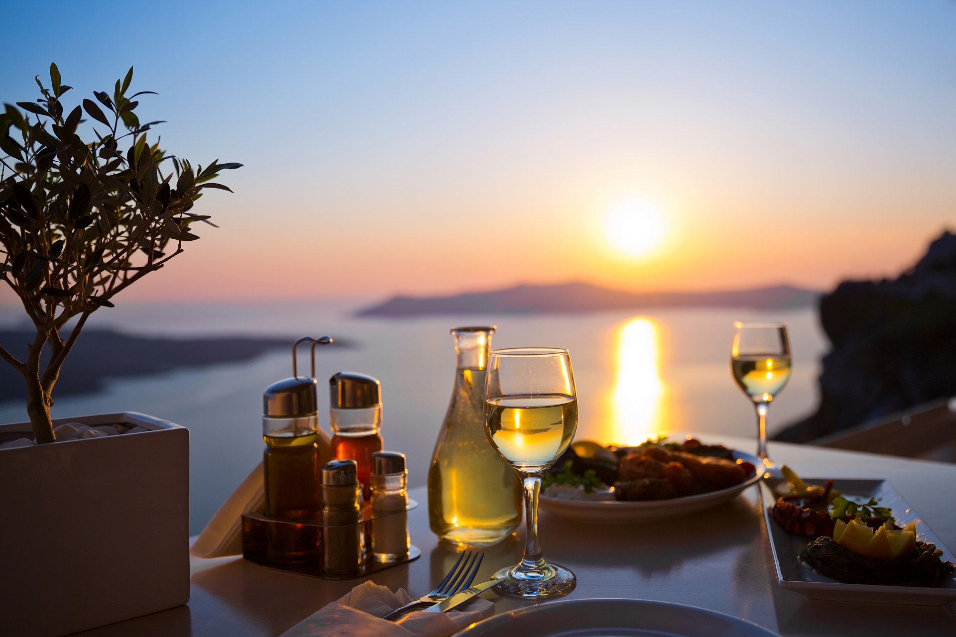 Dîner à Santorin