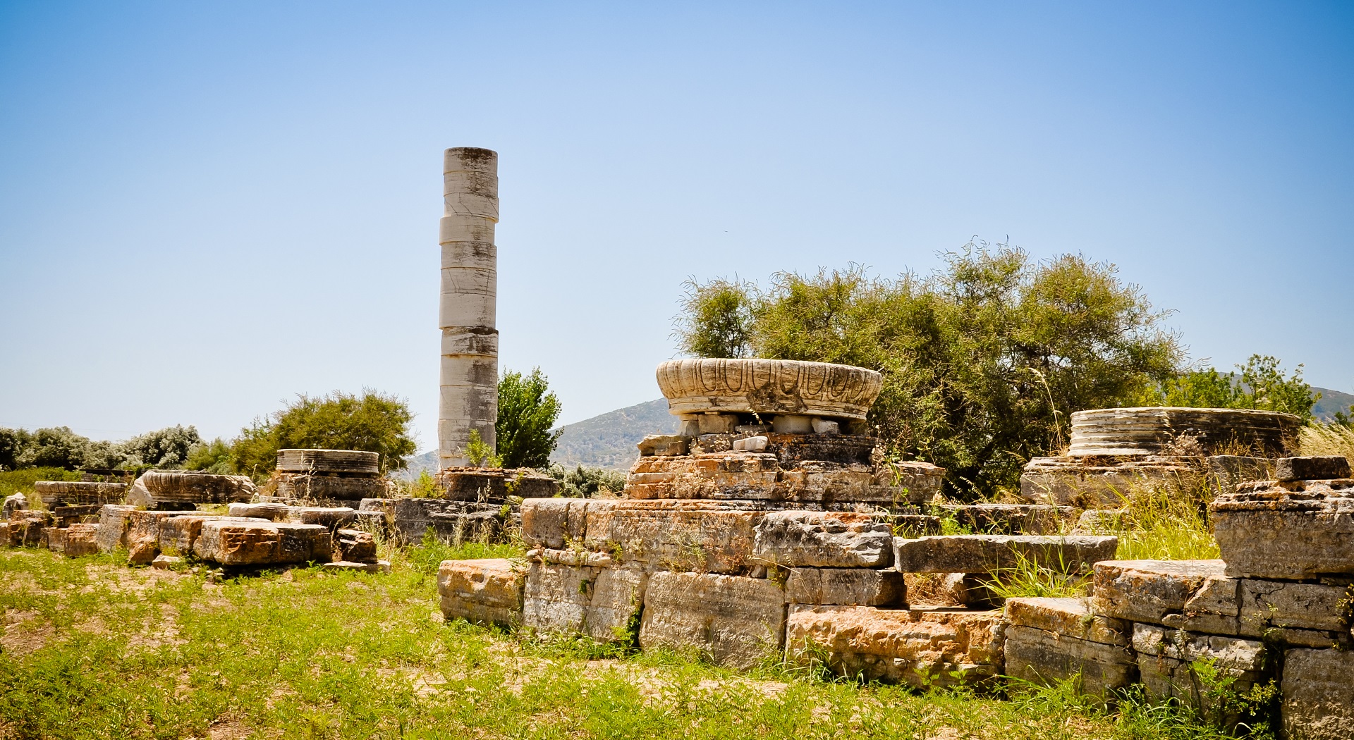 Restos del antiguo santuario de la diosa Hera ubicado cerca de la ciudad de Pythagoreion, Samos